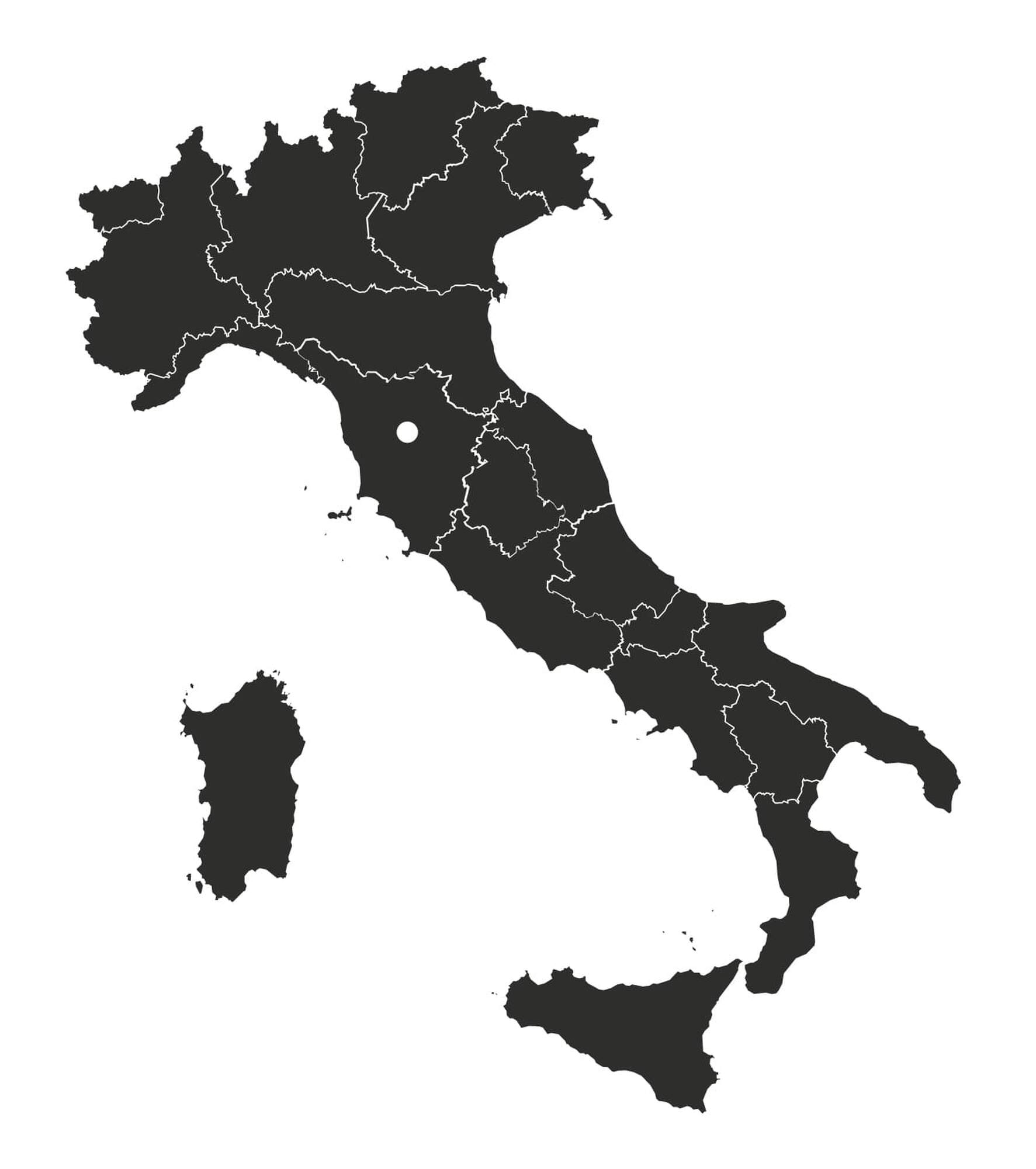 Map of Italy showing where the Brancaia Vineyards are located.