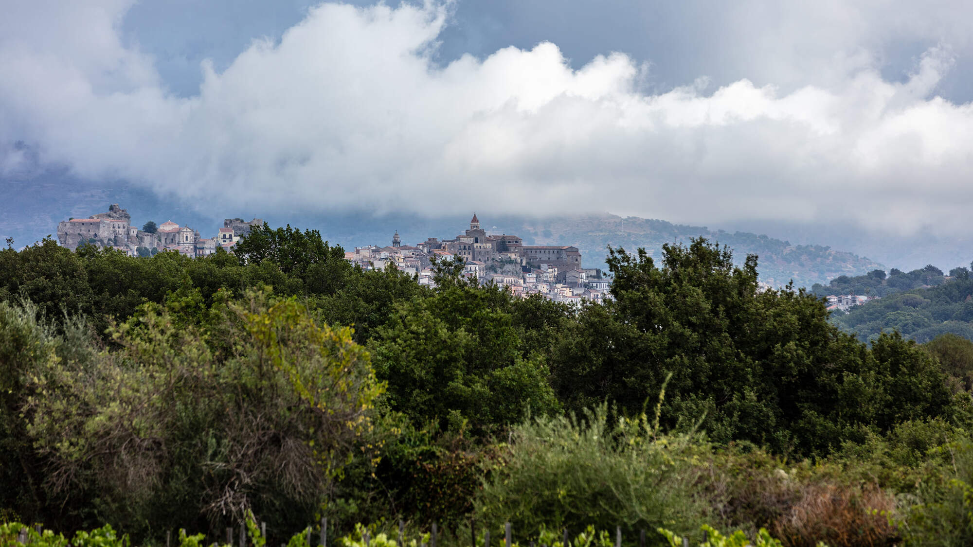 Landscape image of the town of Castiglione di Sicilia, Italy.