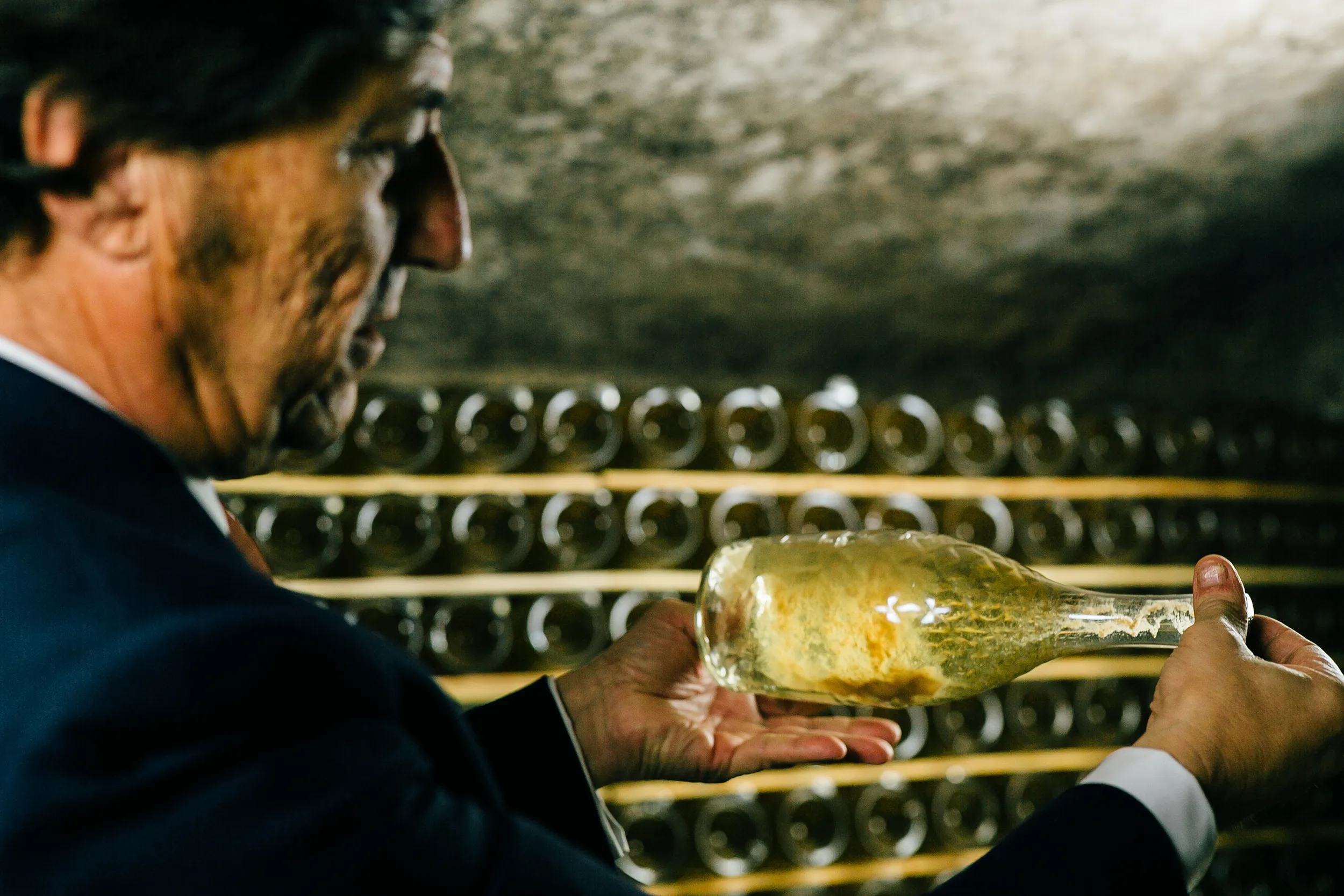 Pere Ventura with a bottle