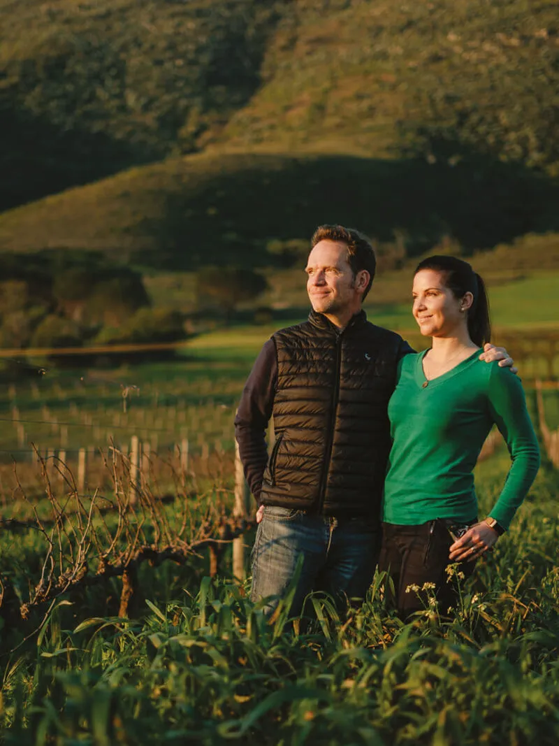 Chris and Andrea Mullineux at their South African vineyards