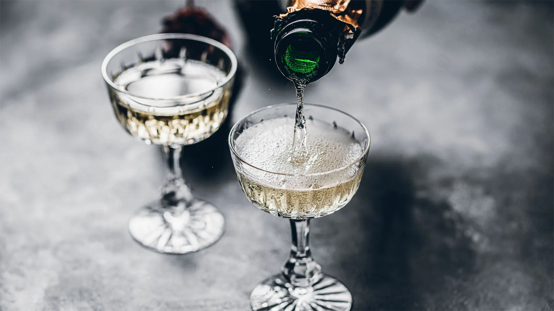 Champagne boured into a glass